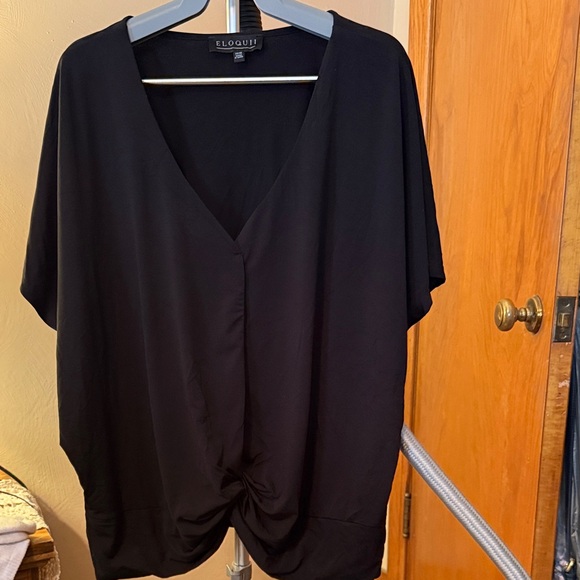Eloquii Tops - Eloquii Black Boxy Tie Front Blouse. Size 14/16. Like new.